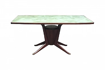 Italian Mid Century dining table with glass top, Italy, 50s