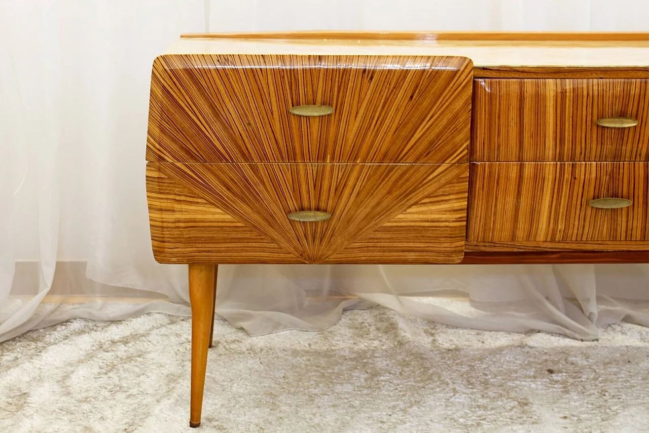 Vintage zebrano wood console table from the 50's 2