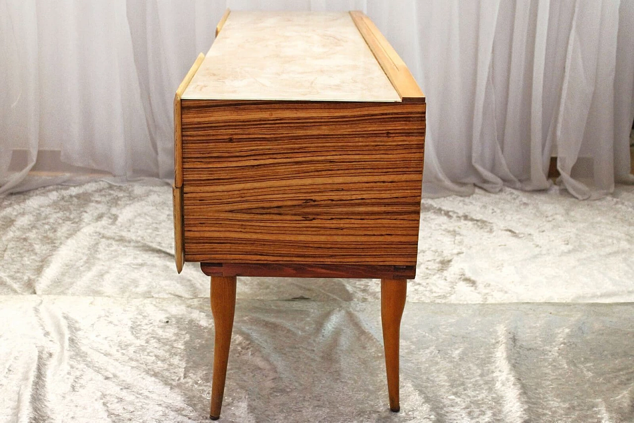 Vintage zebrano wood console table from the 50's 7