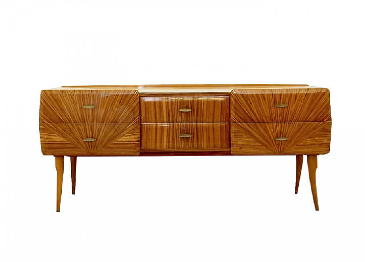 Vintage zebrano wood console table from the 50's 1