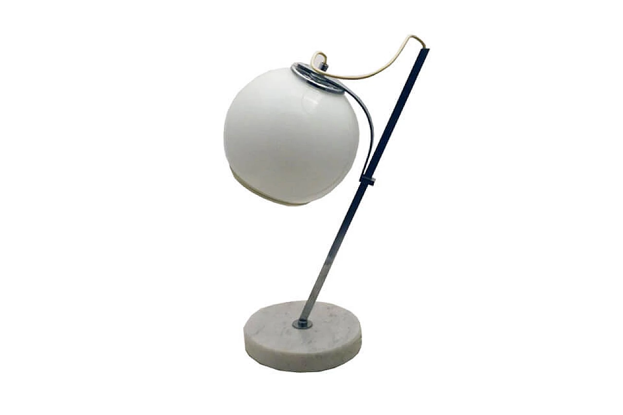 Marble and glass white table lamp, Italy, 70s 1