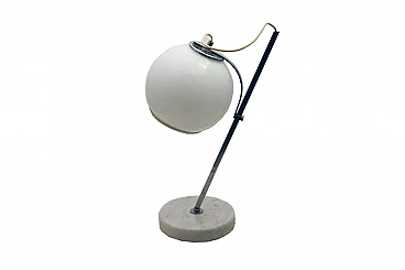 Marble and glass white table lamp, Italy, 70s