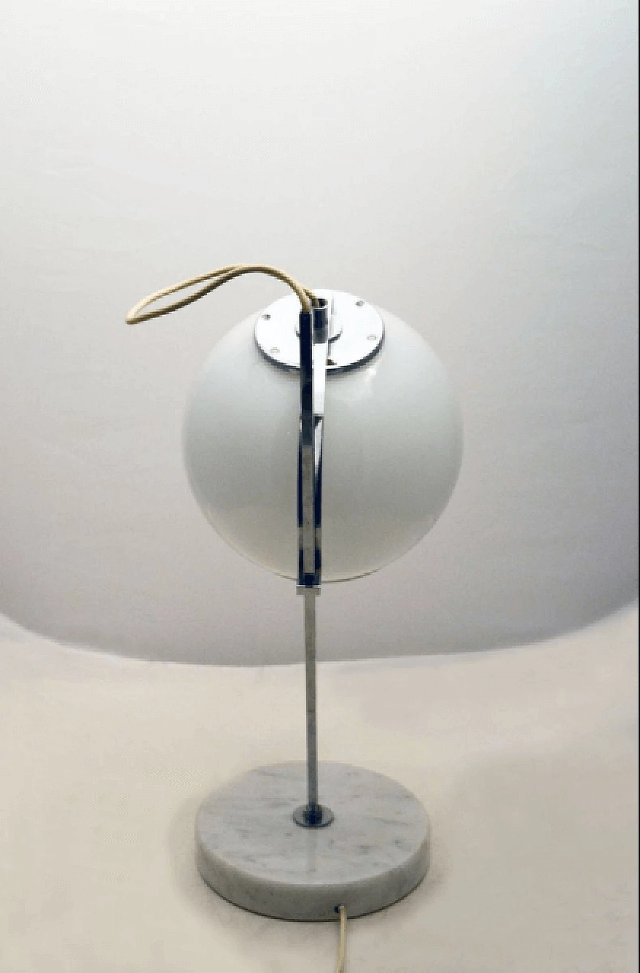 Marble and glass white table lamp, Italy, 70s 3