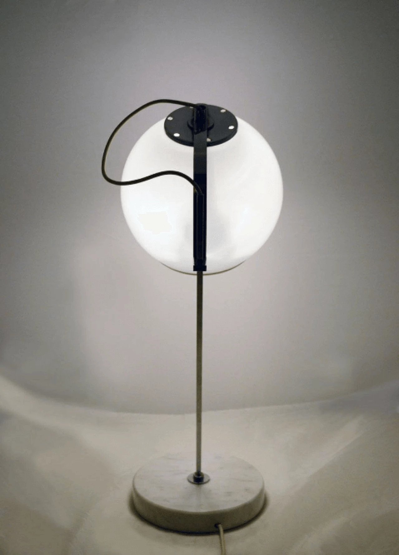 Marble and glass white table lamp, Italy, 70s 8