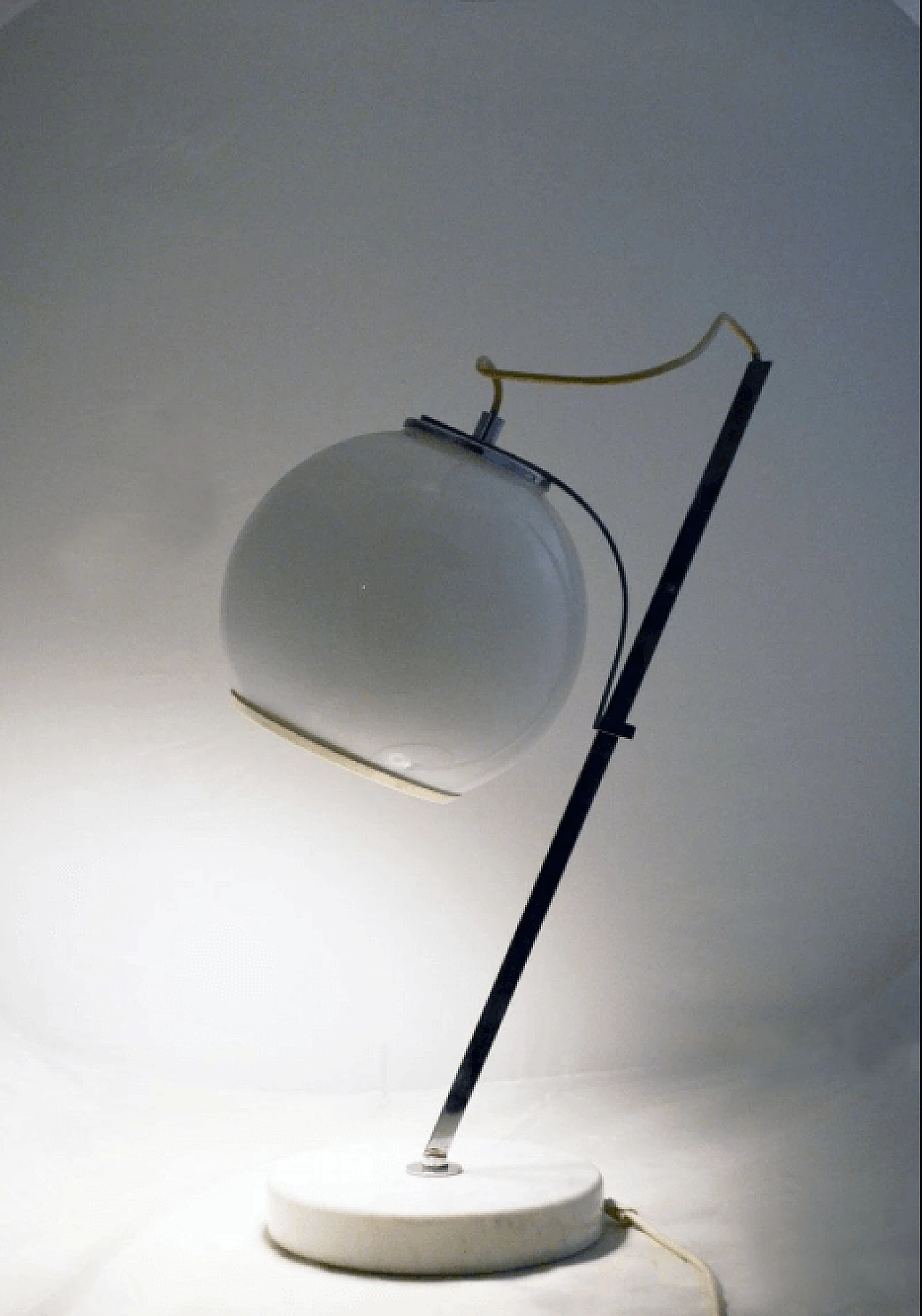 Marble and glass white table lamp, Italy, 70s 6