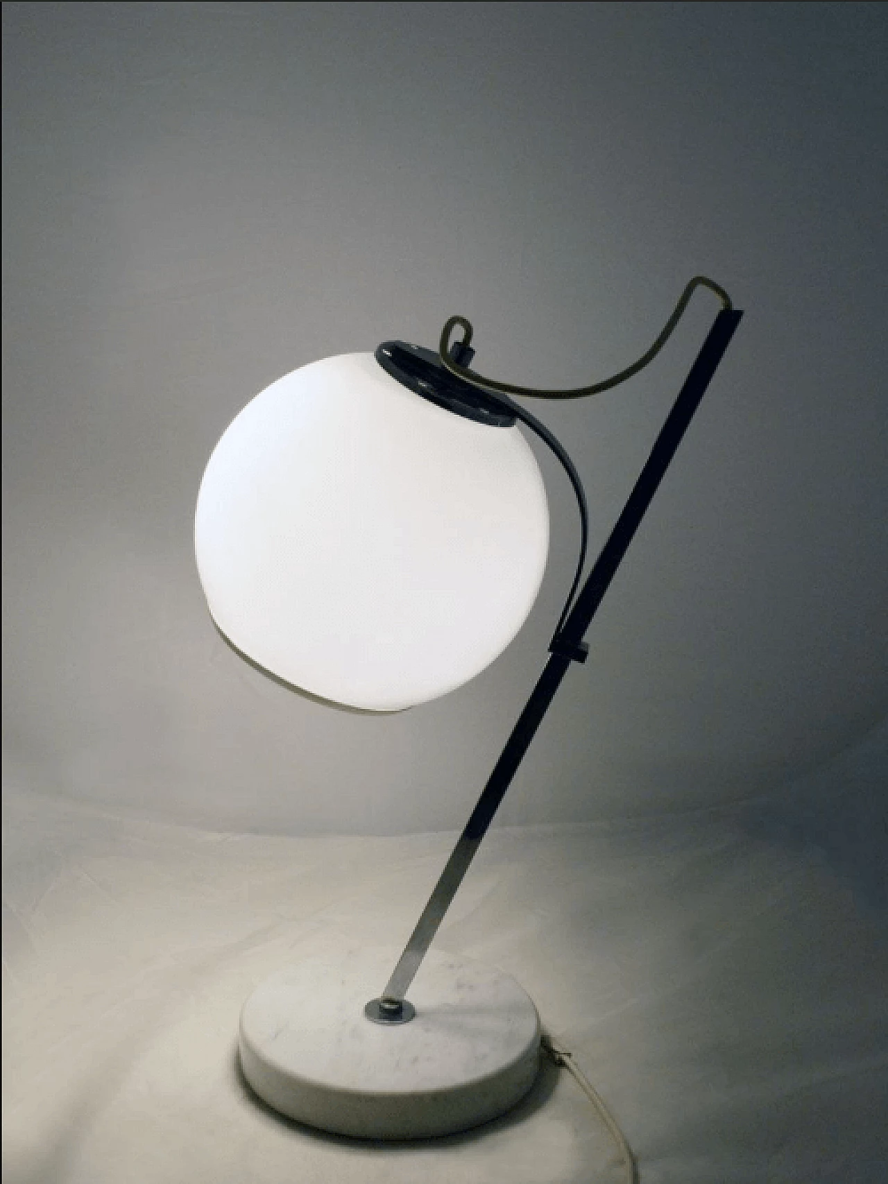 Marble and glass white table lamp, Italy, 70s 9