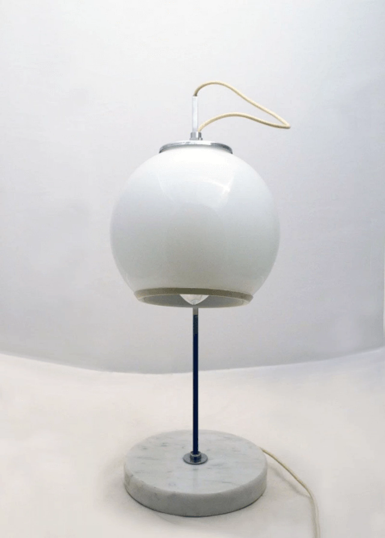 Marble and glass white table lamp, Italy, 70s 5