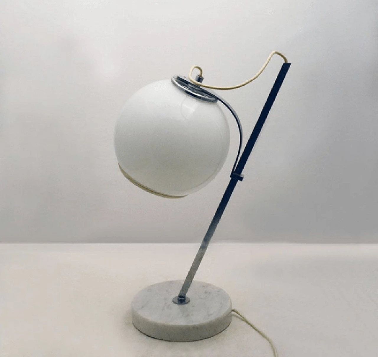 Marble and glass white table lamp, Italy, 70s 2