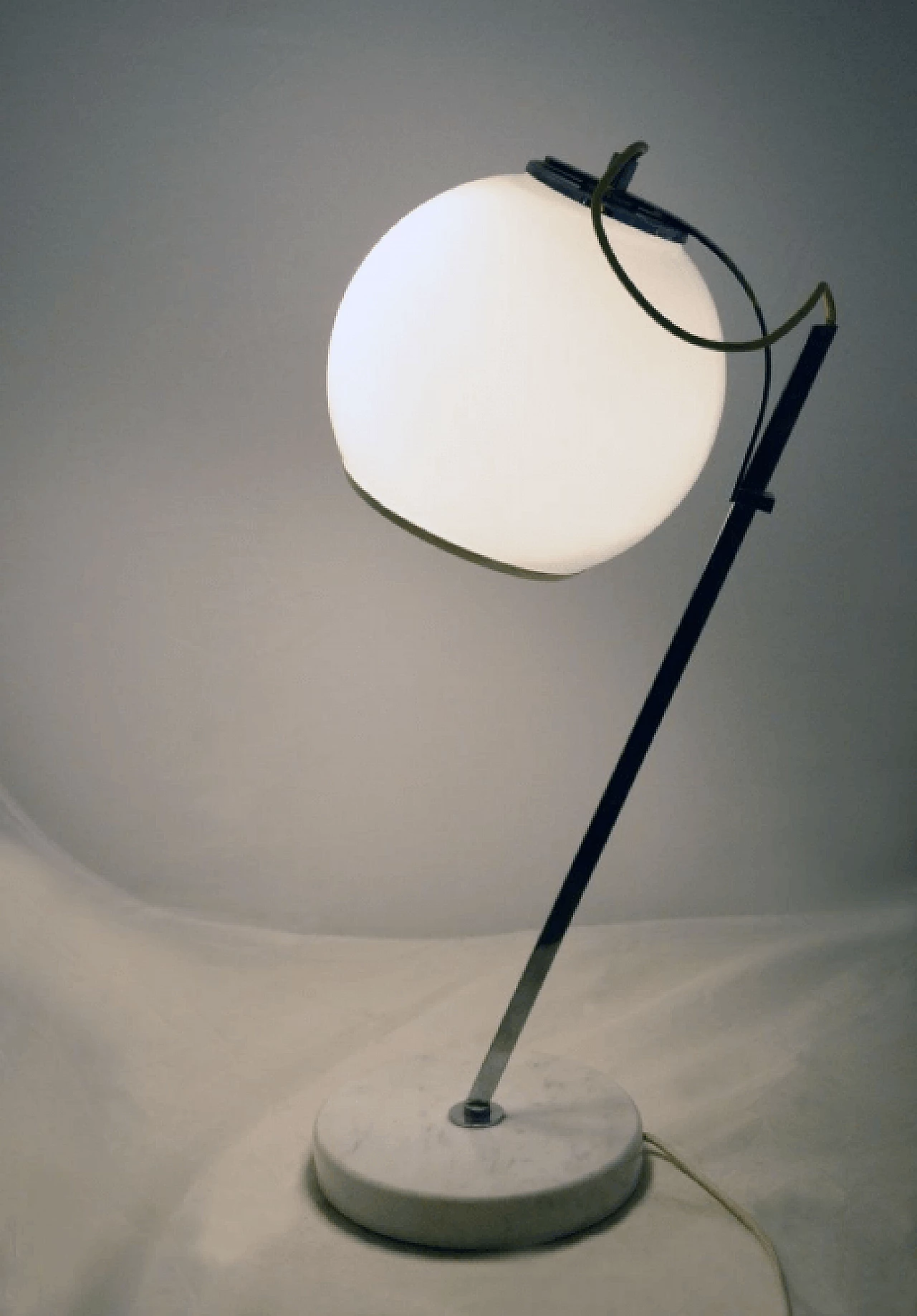 Marble and glass white table lamp, Italy, 70s 7