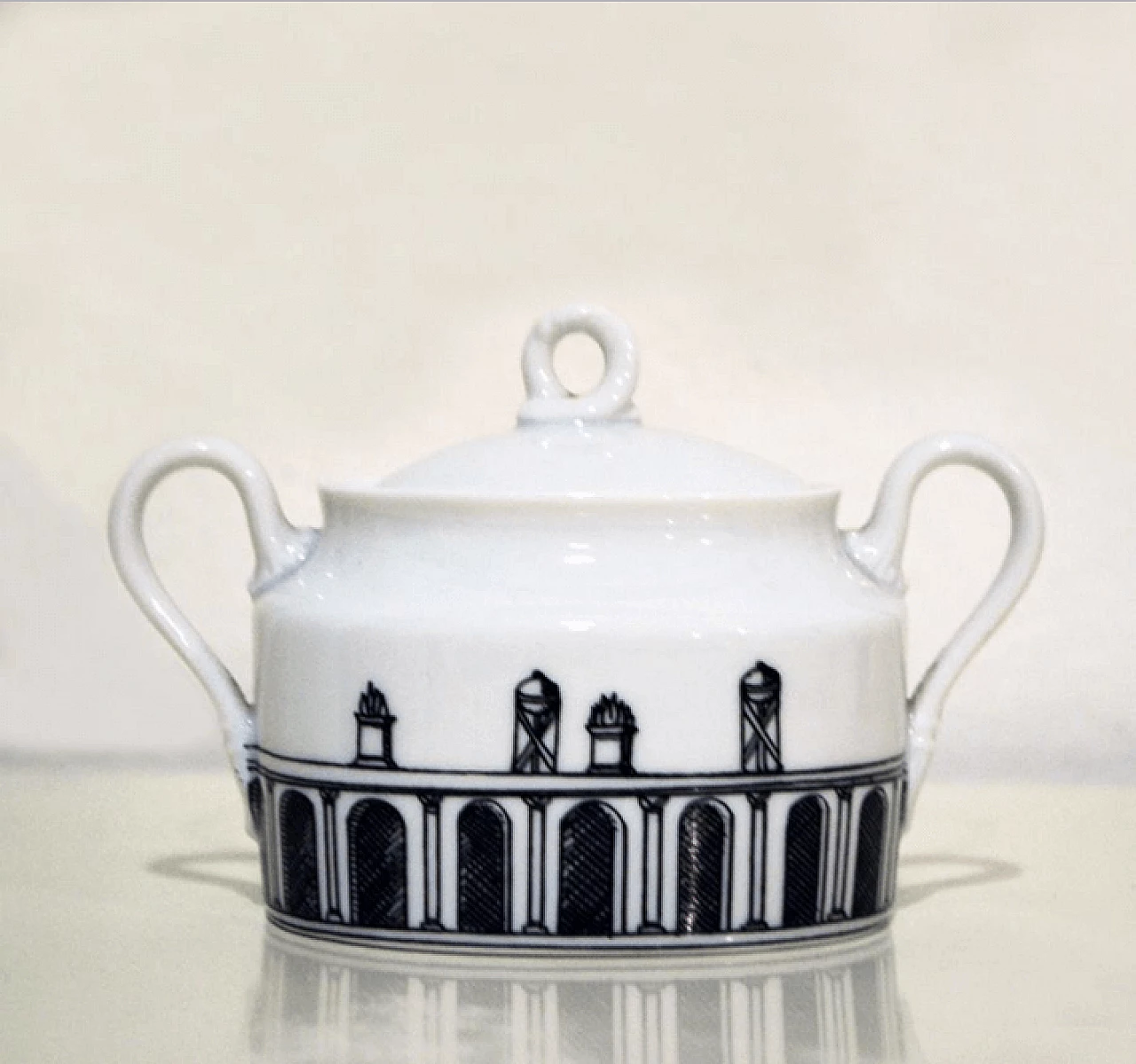Servizio da tè in ceramica di Barnaba Fornasetti per Ginori 7