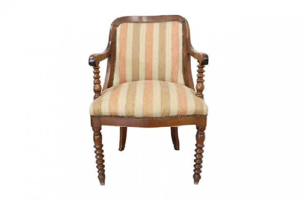 Antique Empire Solid Walnut Armchair, 1 1