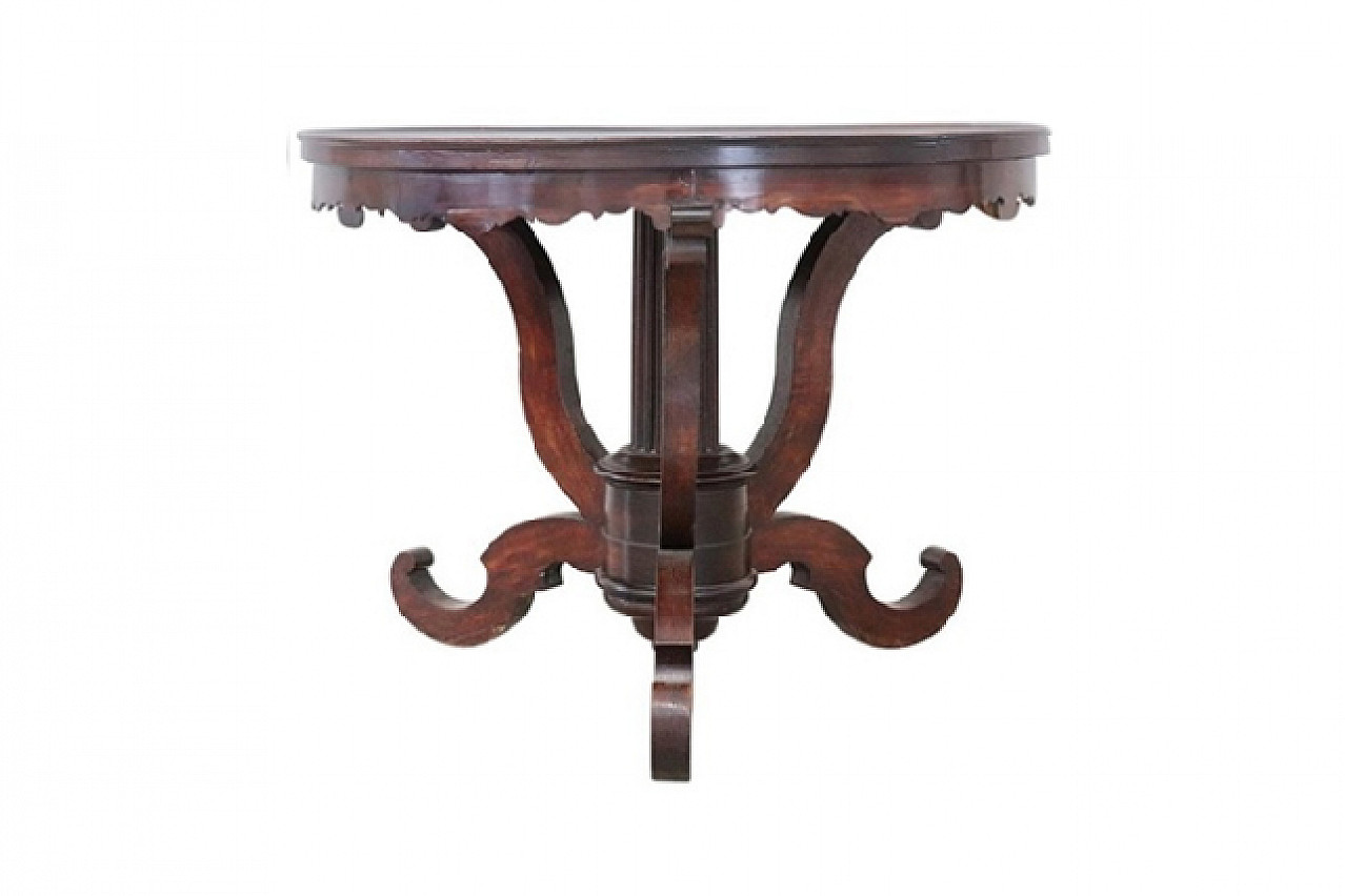 Antique round centre table in solid walnut, mid-19th century 1
