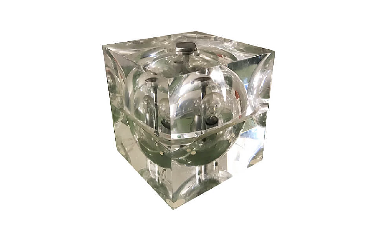Lampada Cubosfera in plexiglass nello stile di Alessandro Mendini. 1