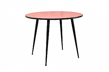 Tavolo tondo in formica rossa - anni 50