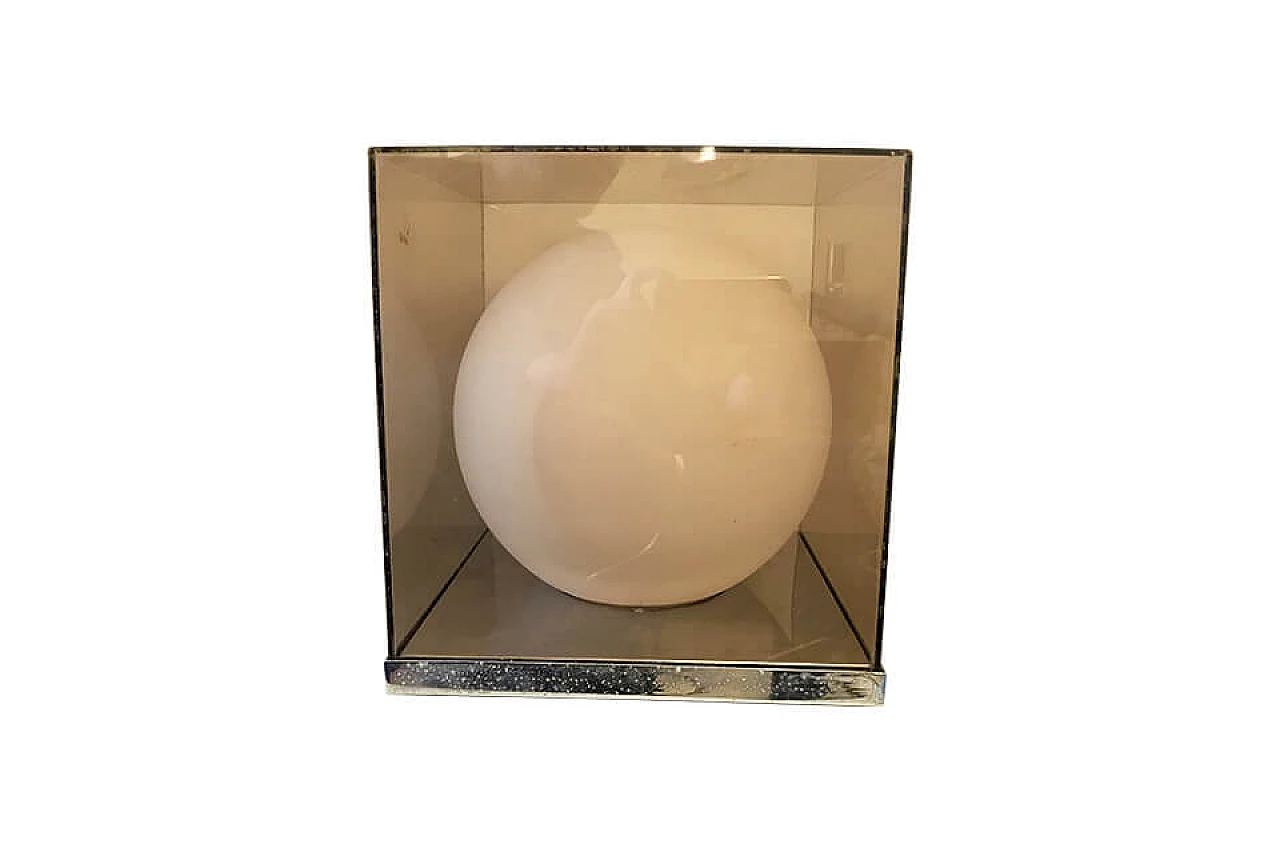 Smoky gray plexiglass table lamp, 60s 1