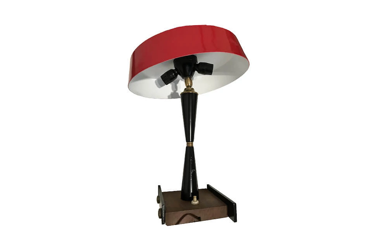 Lampada stile O. Torlasco con cappello snodabile rosso, anni '50 1