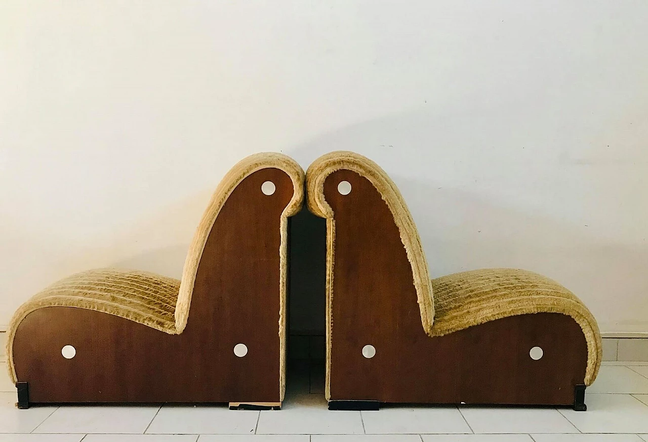 Modular armchair, upholstered in ochre velvet, 70s 4