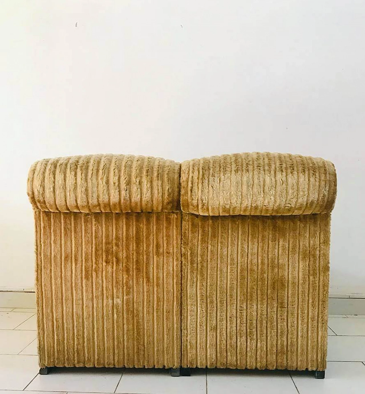 Modular armchair, upholstered in ochre velvet, 70s 7