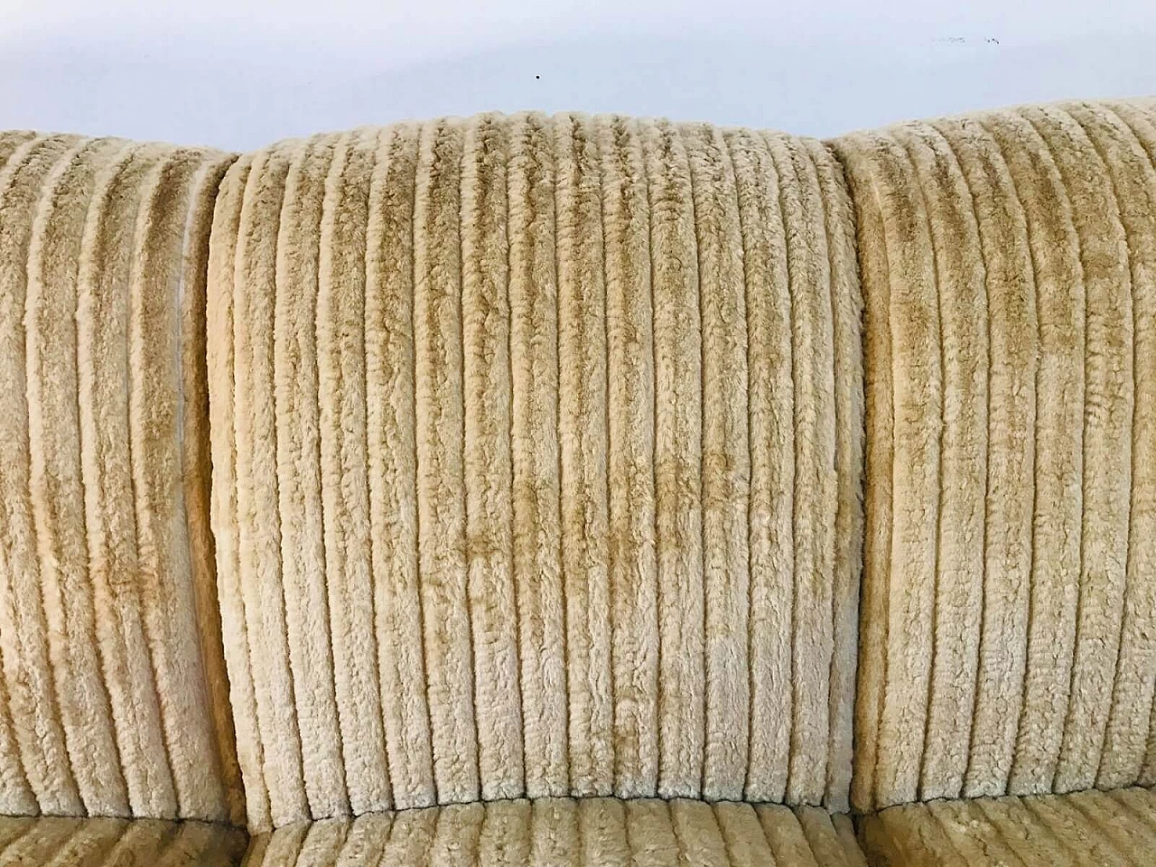 Modular armchair, upholstered in ochre velvet, 70s 10