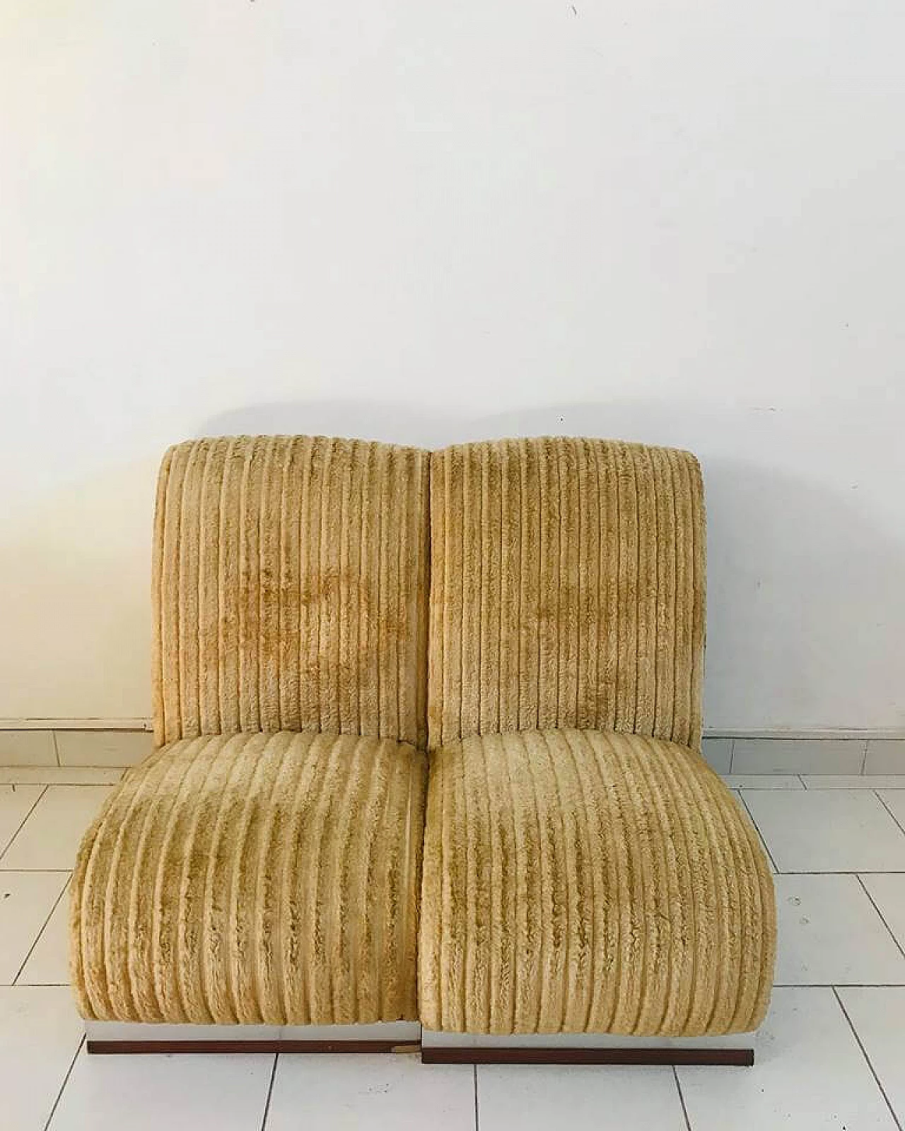 Modular armchair, upholstered in ochre velvet, 70s 11
