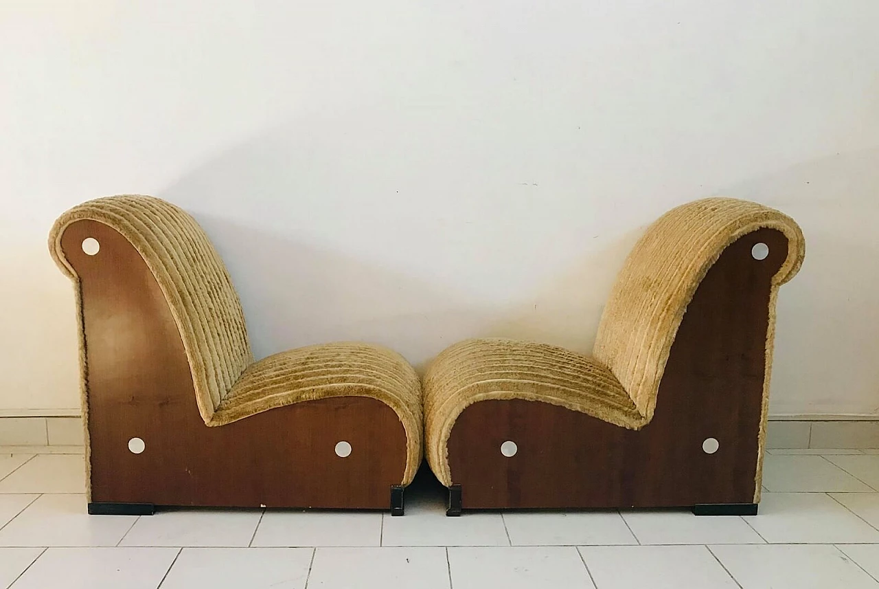 Modular armchair, upholstered in ochre velvet, 70s 12