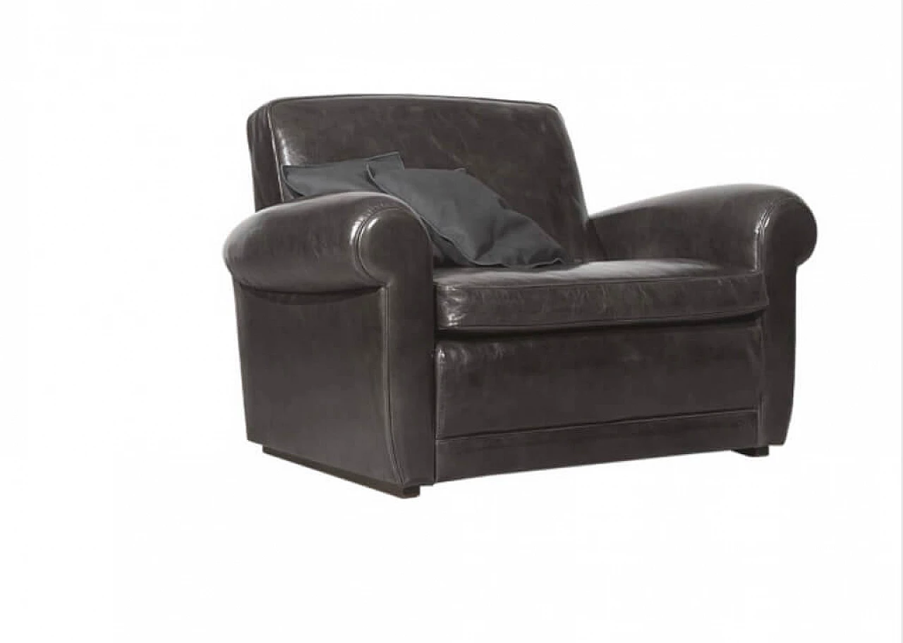 Mickey Extra armchair by Baxter in black leather 1057674
