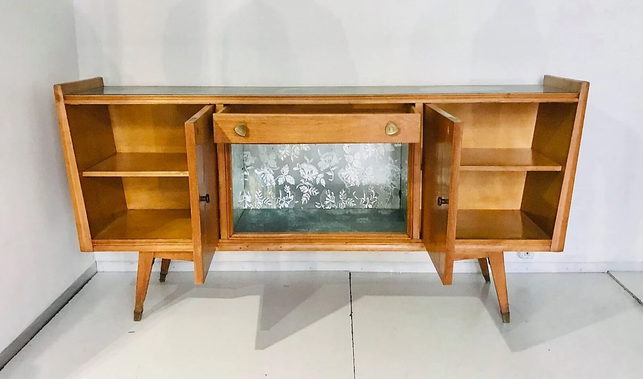 Sideboard sideboard in green marble and wood design '60s 3