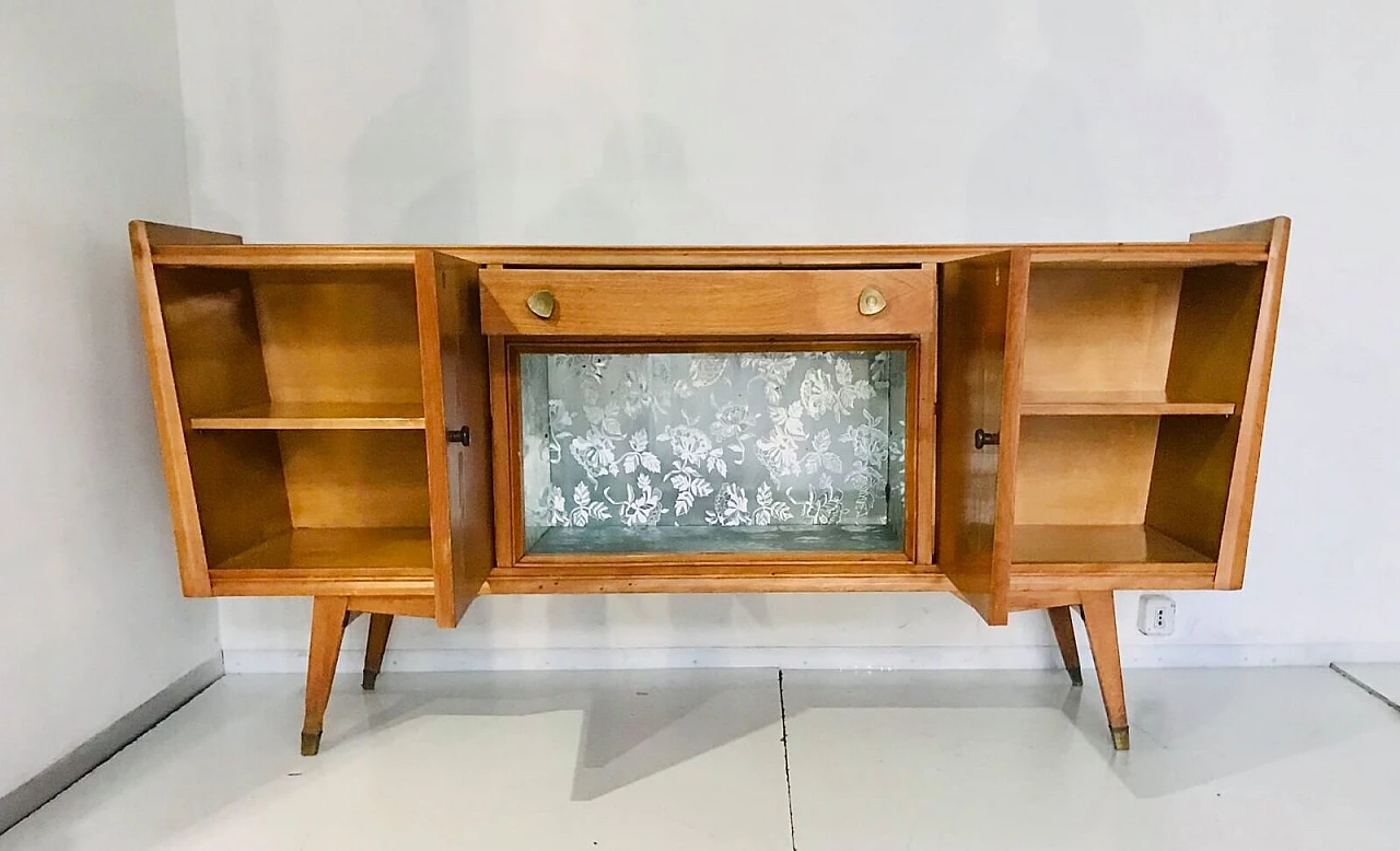 Sideboard sideboard in green marble and wood design '60s 12