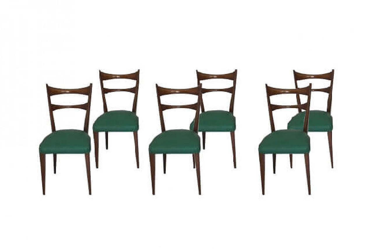 Set of 6 wooden chairs and sky design '60s 1