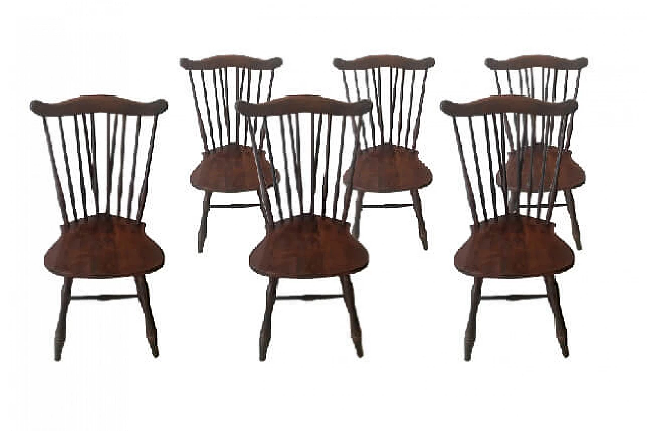 6 robuste sedie in legno stile pub 1