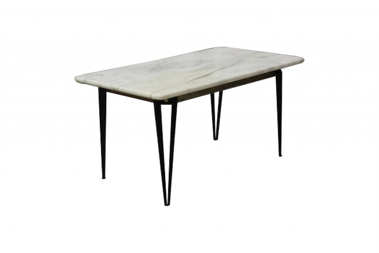 Mid century Scandinavian coffee table with marble top 1