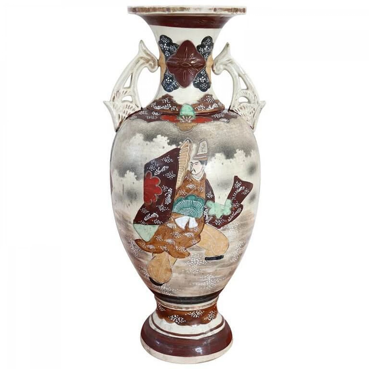 Vaso Vintage Satsuma in Ceramica decorata a mano, 1960 12