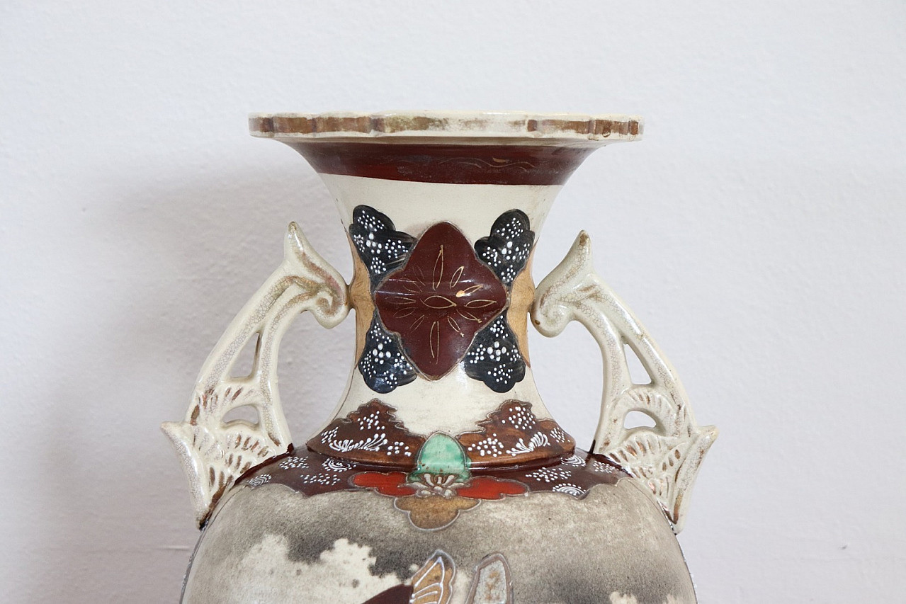 Vaso Vintage Satsuma in Ceramica decorata a mano, 1960 2