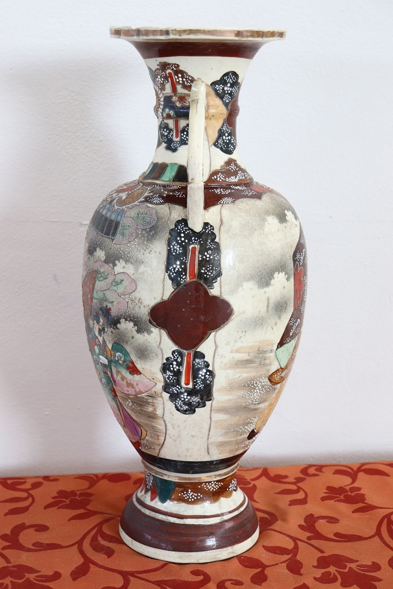 Vaso Vintage Satsuma in Ceramica decorata a mano, 1960 4