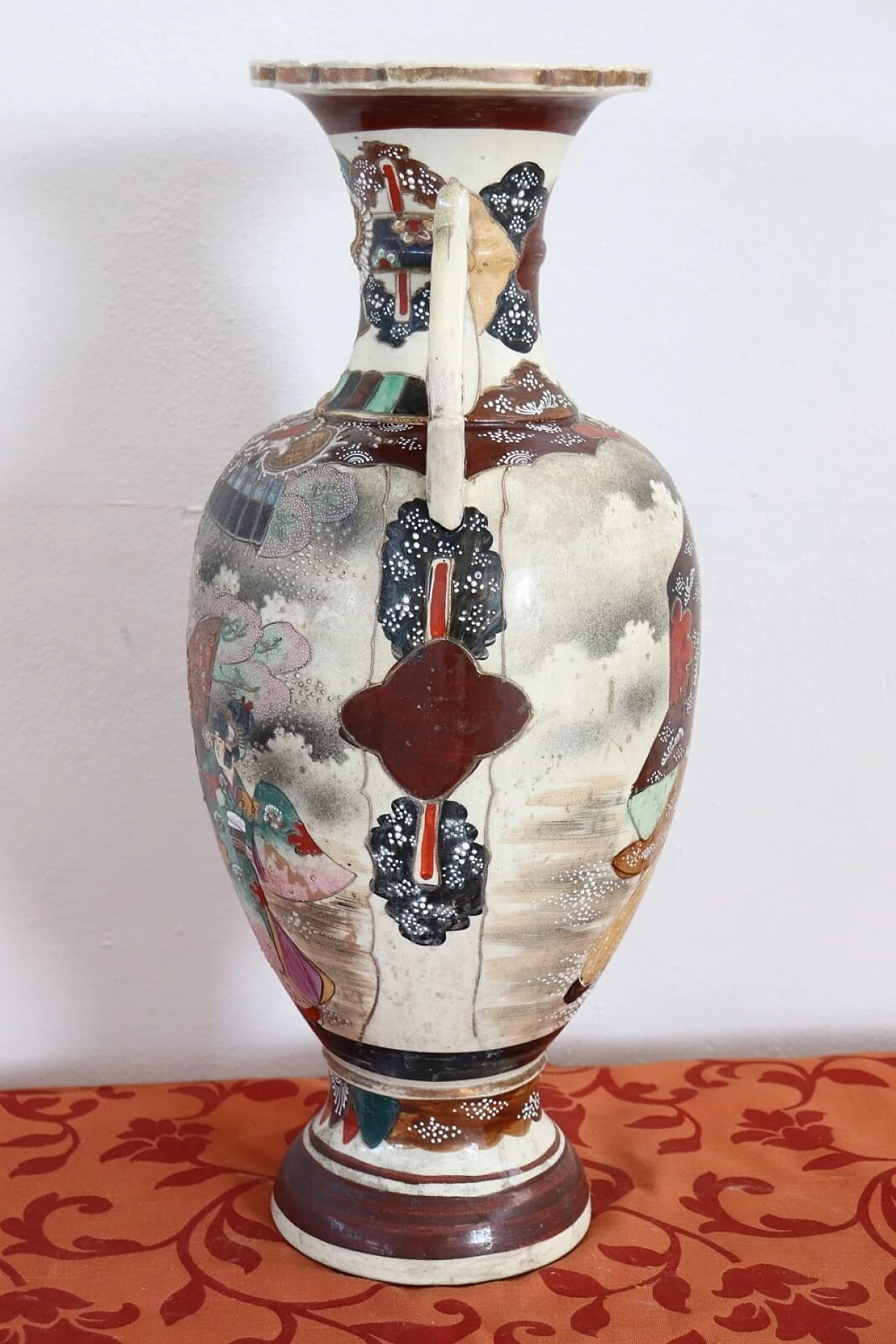Vaso Vintage Satsuma in Ceramica decorata a mano, 1960 4