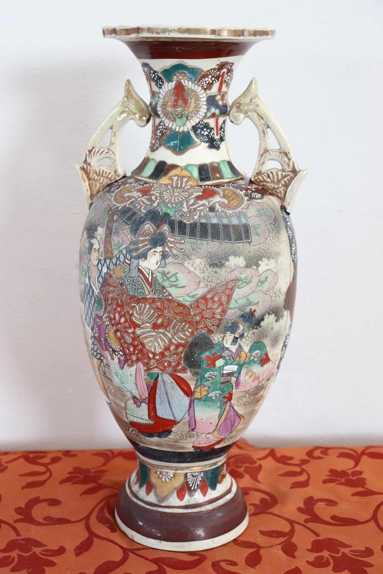 Vaso Vintage Satsuma in Ceramica decorata a mano, 1960 5