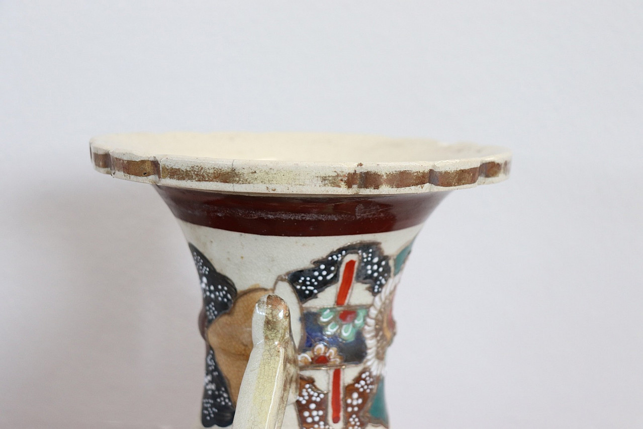 Vaso Vintage Satsuma in Ceramica decorata a mano, 1960 6
