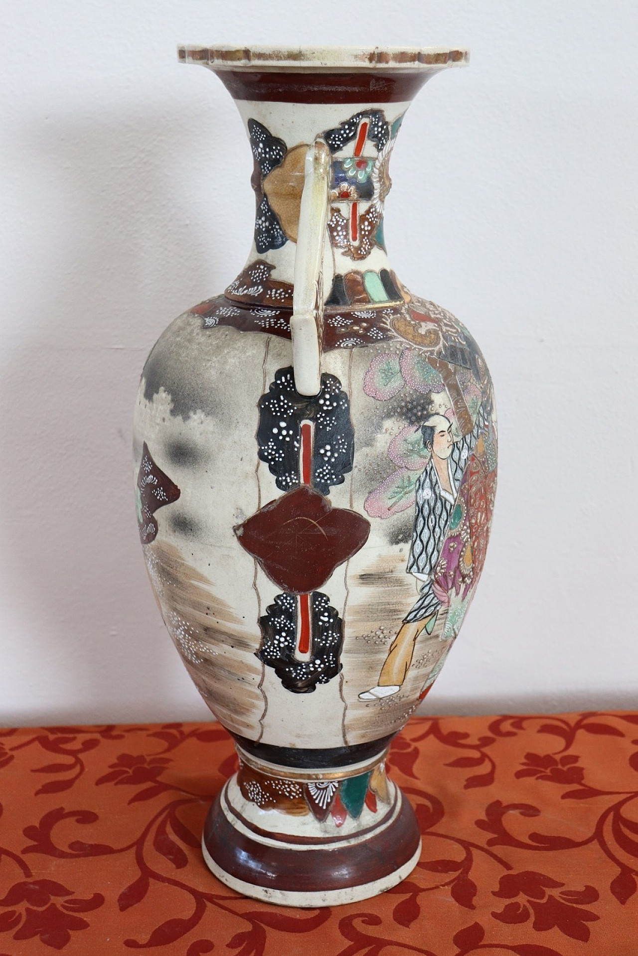 Vaso Vintage Satsuma in Ceramica decorata a mano, 1960 7