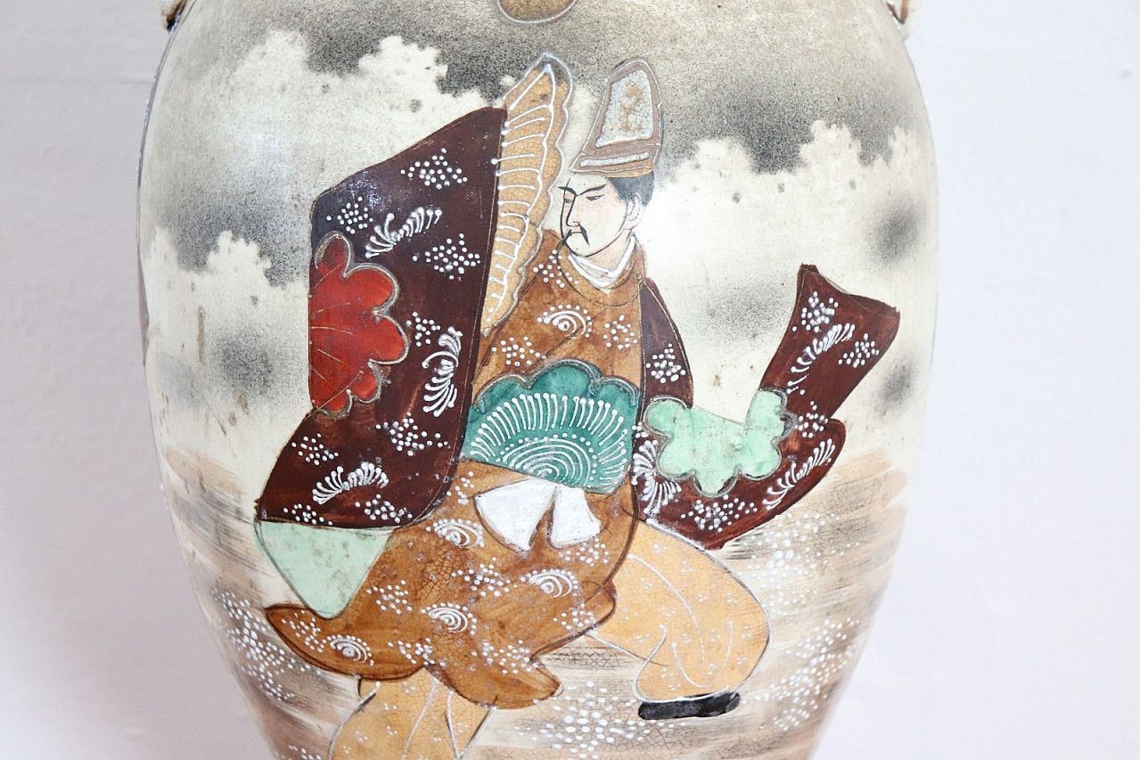 Vaso Vintage Satsuma in Ceramica decorata a mano, 1960 8