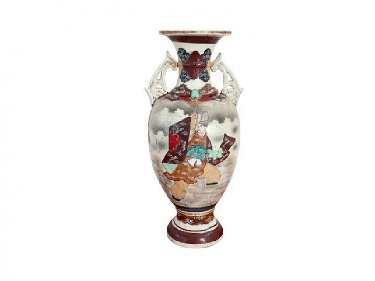Vaso Vintage Satsuma in Ceramica decorata a mano, 1960 1
