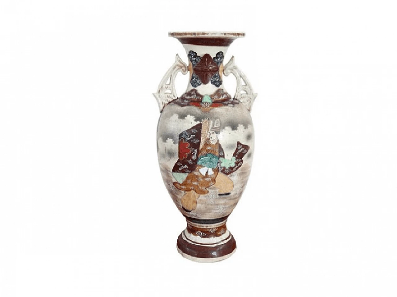 Vaso Vintage Satsuma in Ceramica decorata a mano, 1960 1