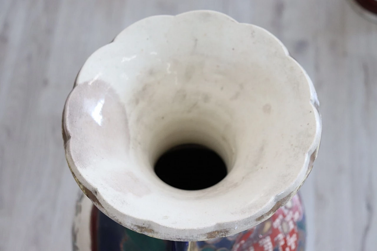Vaso vintage satsuma in ceramica policroma anni 1960 15