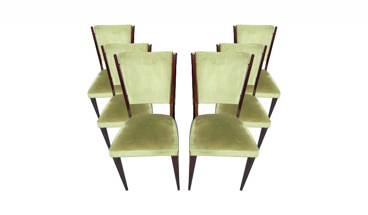 Four green wooden chairs, 1950s 1