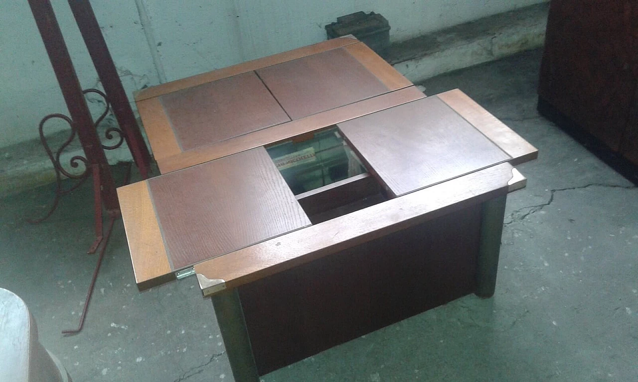 Coffee table with mirrored bar cabinet hidden under slinding top 2