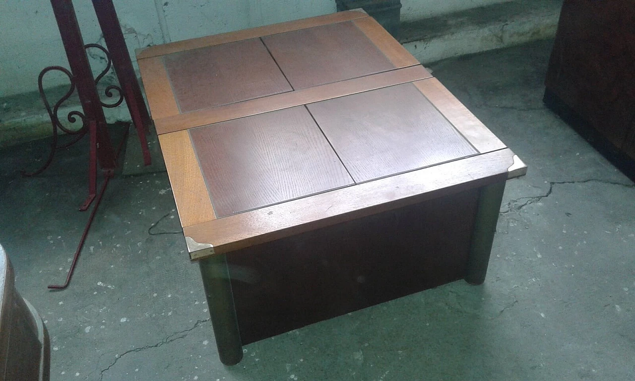 Coffee table with mirrored bar cabinet hidden under slinding top 3