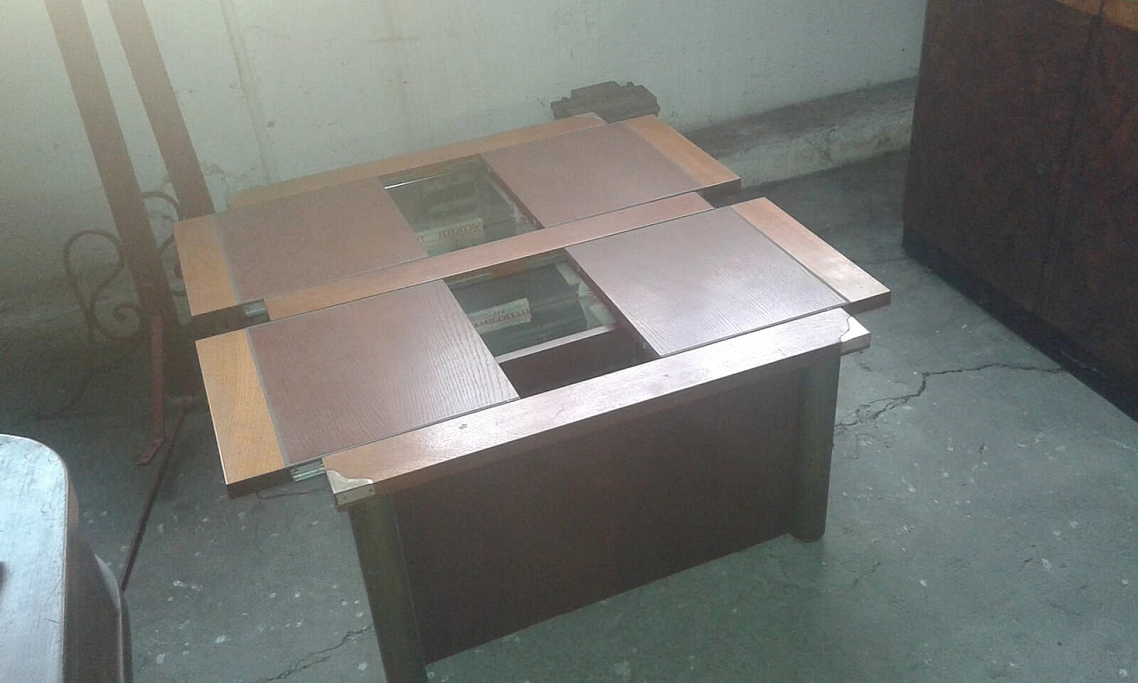 Coffee table with mirrored bar cabinet hidden under slinding top 6