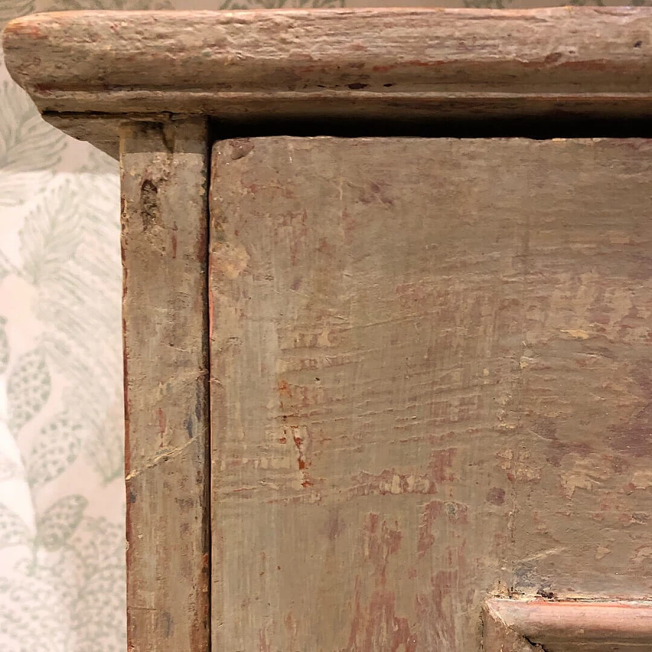 Vetrina anni ‘20/30 rustica verde/beige legno 3