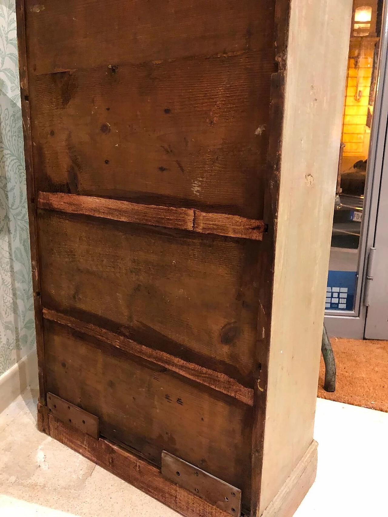 Vetrina anni ‘20/30 rustica verde/beige legno 6