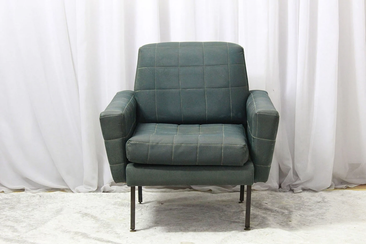 Green vintage armchairs, 1950s, set of 2 3