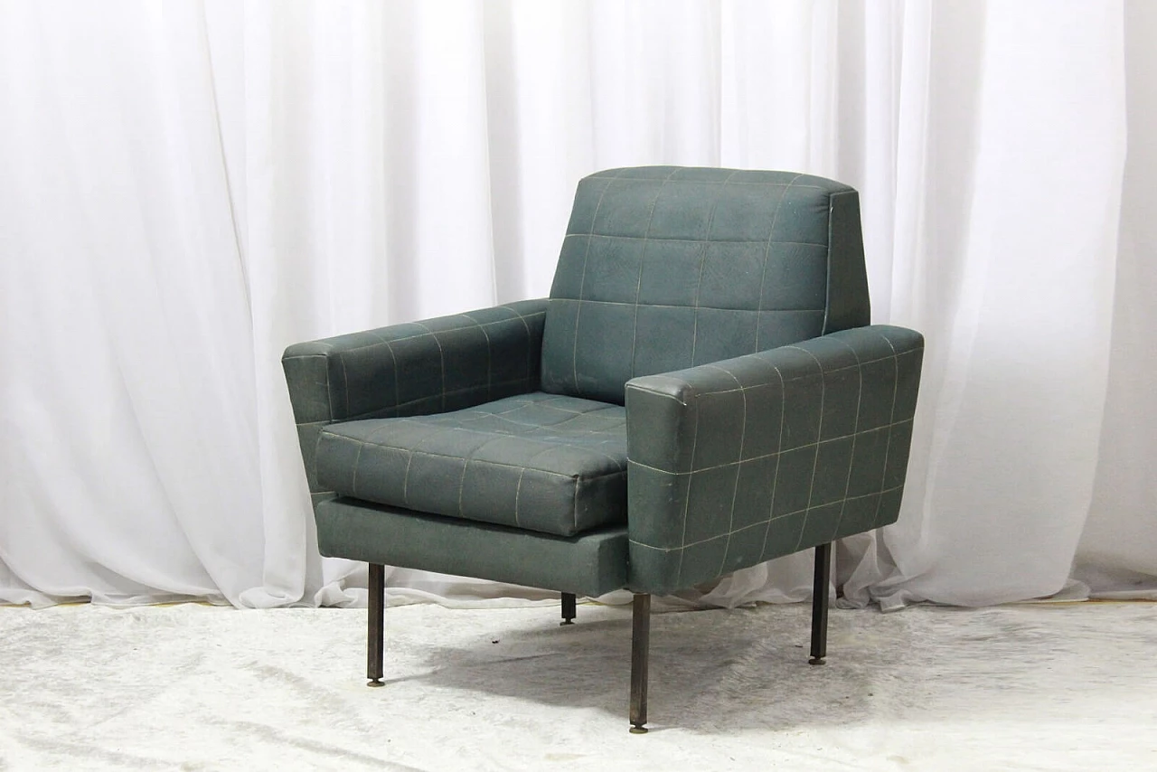 Green vintage armchairs, 1950s, set of 2 4